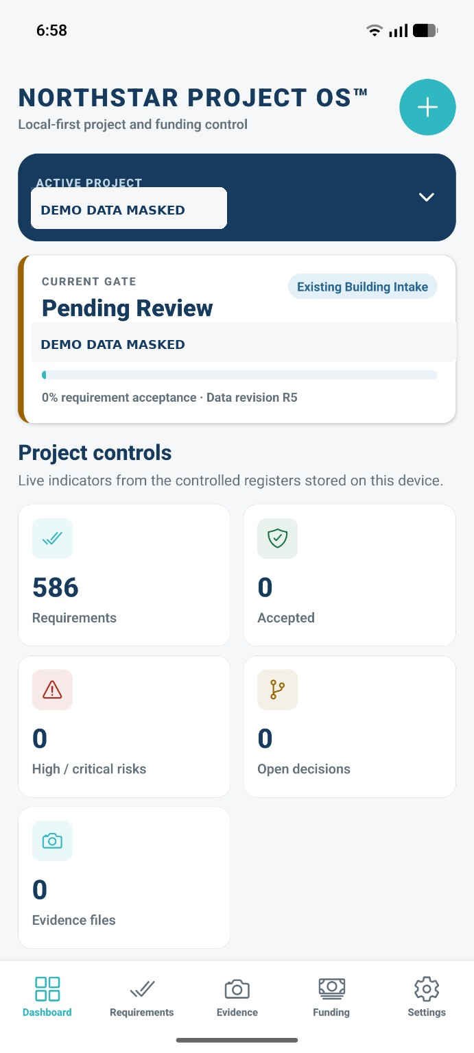 NorthStar dashboard in light mode with demo data anonymized