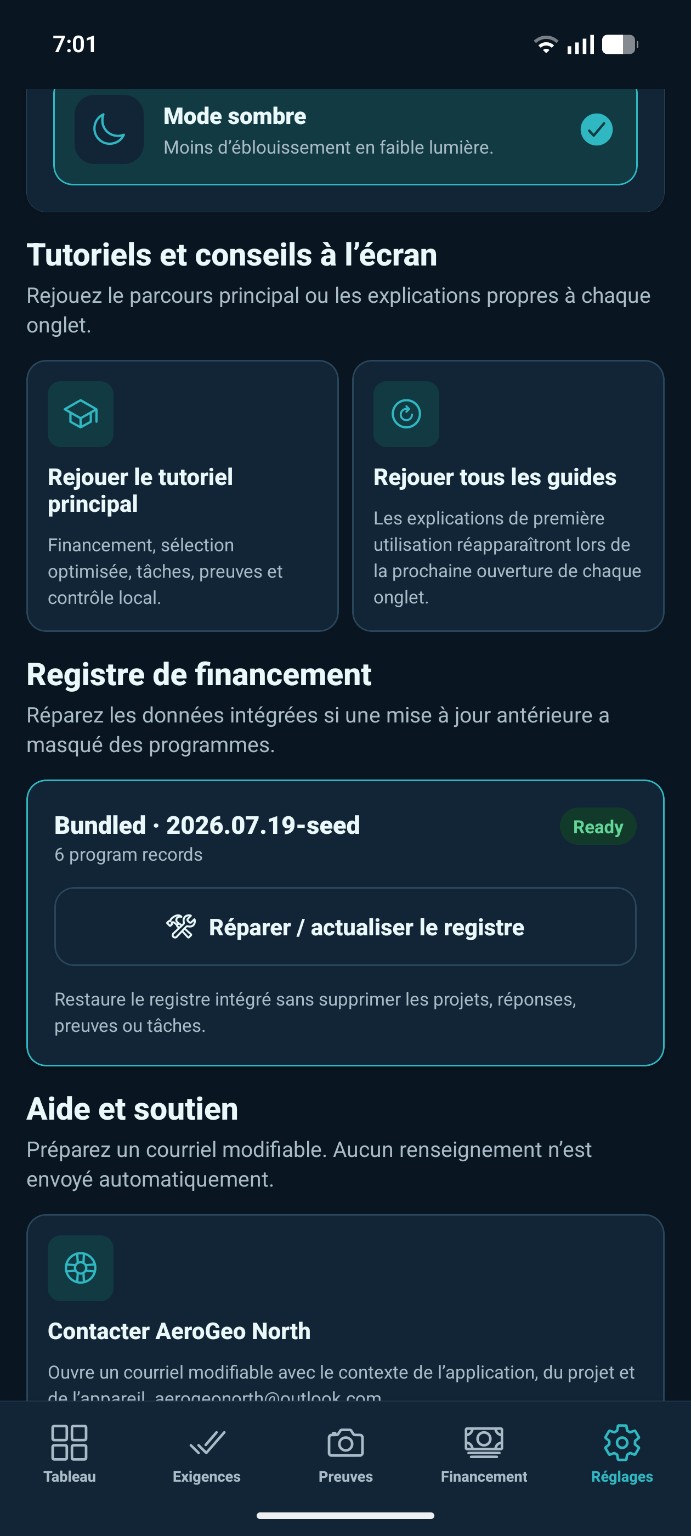NorthStar French interface in dark mode